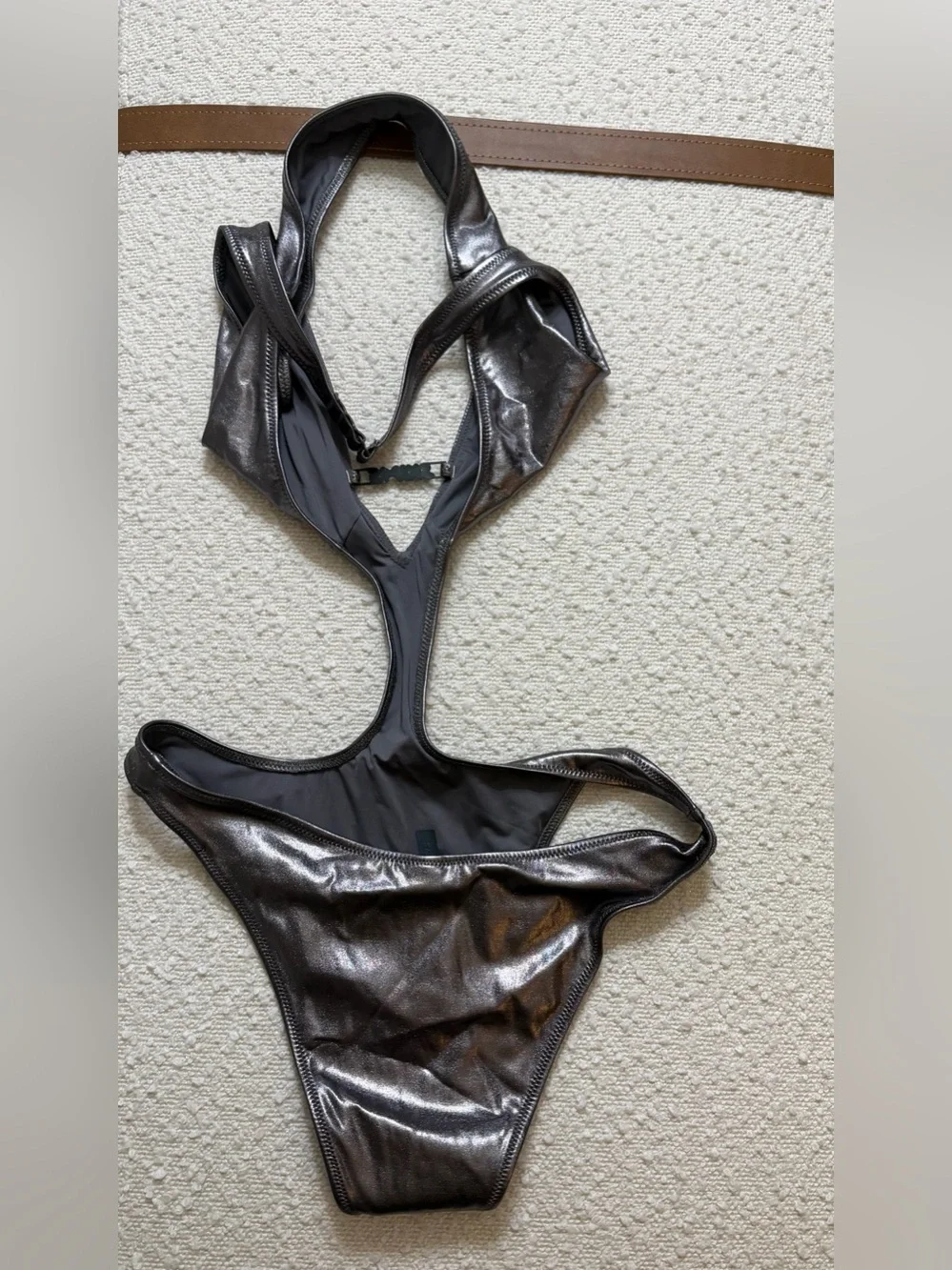 Skims metallic Monokini in Chrome Size S NWT